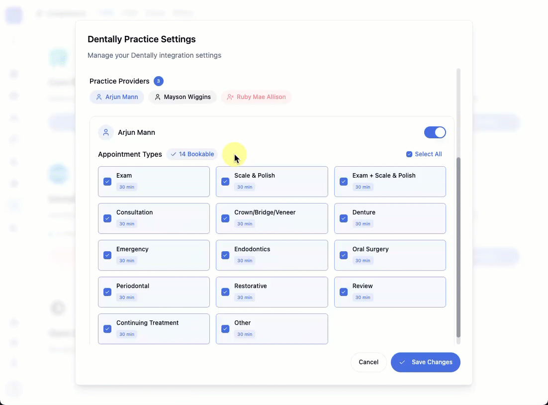 Check appointment types